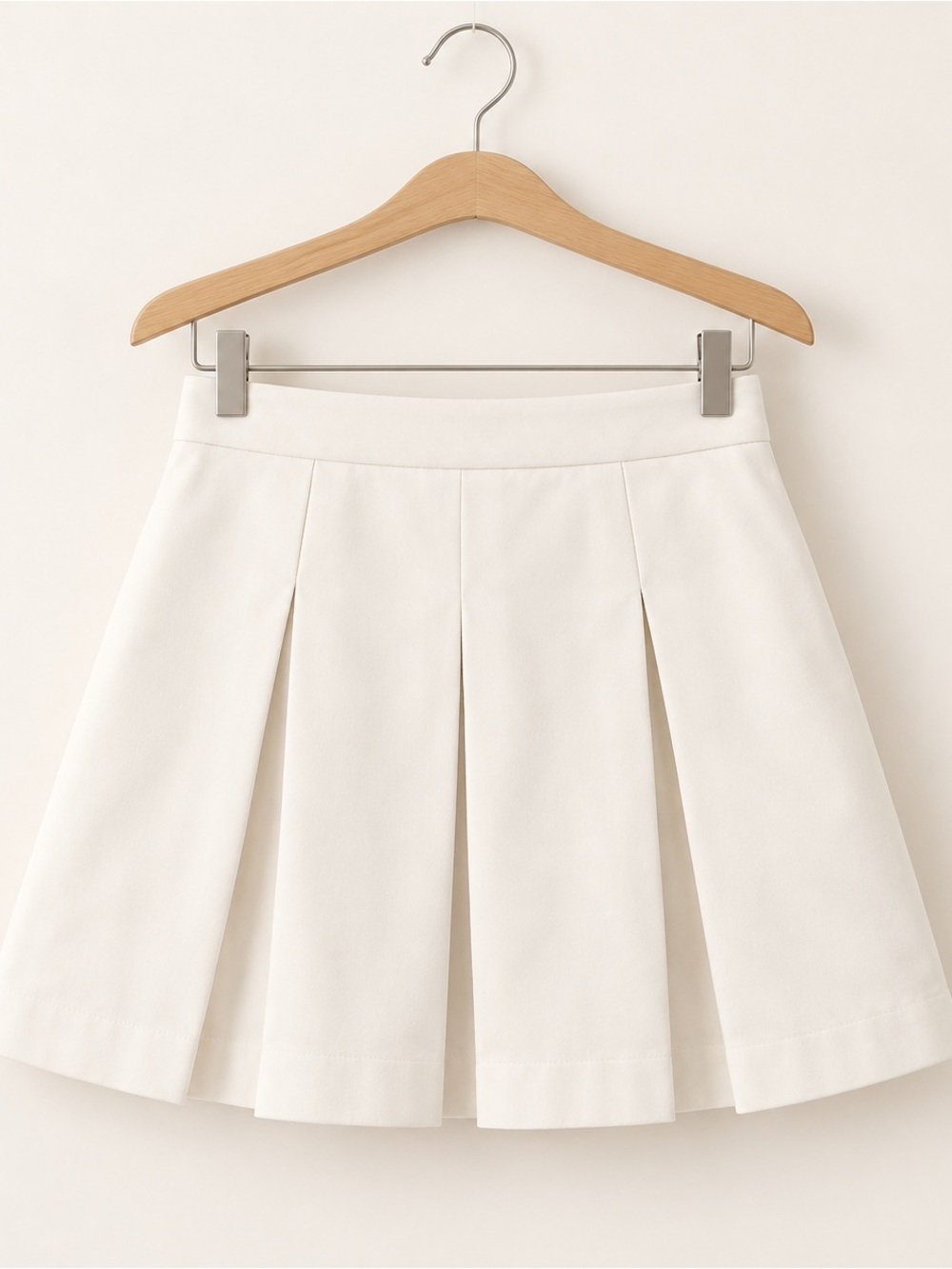 Peter Milar High-Waist Pleated Mini Skirt in Cream